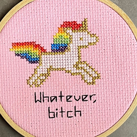 Funny Unicorn Cross Stitch “Whatever B*’ - Picture 2 of 9